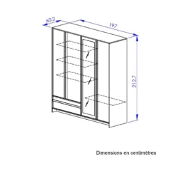 Armoire 4 Portes 1 Tiroir Chêne Noir - FIP -Sominova Soldes Boutique armoire et dressing 17632799