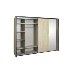 Armoire 2 Portes Coulissantes 245 Cm Chêne + LEDs - LOPEL -Sominova Soldes Boutique armoire et dressing 17632831