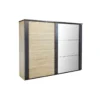 Armoire 217 Cm 2 Portes Coulissantes + Leds Chêne Naturel/Noir - ZEUS -Sominova Soldes Boutique armoire et dressing 17637013