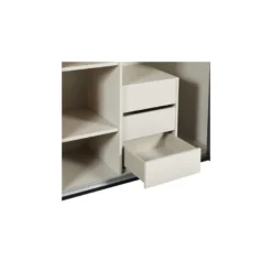 Armoire 217 Cm 2 Portes Coulissantes + Leds Chêne Naturel/Noir - ZEUS -Sominova Soldes Boutique armoire et dressing 17637023