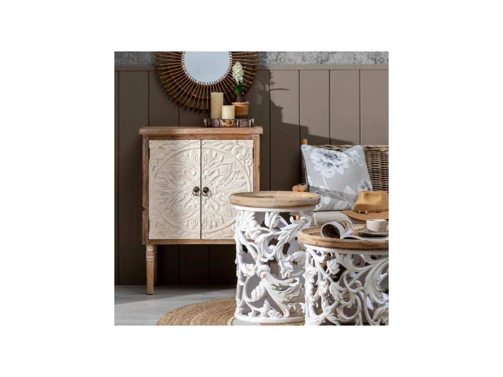 Petite Armoire Bois Blanchi 2 Portes - ROSANA 4 Petite Armoire Bois Blanchi 2 Portes - ROSANA – Image 2