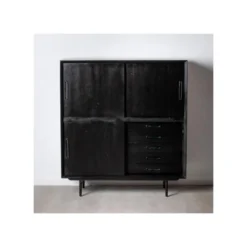 Armoire De Salon 3 Portes 5 Tiroirs Bois/Noir - ARTIC -Sominova Soldes Boutique armoire et dressing 17637063