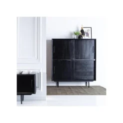Armoire De Salon 3 Portes 5 Tiroirs Bois/Noir - ARTIC -Sominova Soldes Boutique armoire et dressing 17637065