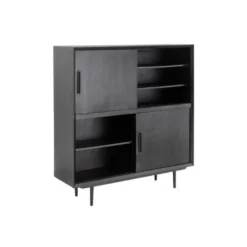 Armoire De Salon 3 Portes 5 Tiroirs Bois/Noir - ARTIC -Sominova Soldes Boutique armoire et dressing 17637067