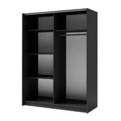 Armoire, Garde Robe 150cm Coloris Gris Graphite Collection GOZU. Deux Portes Coulissantes. Dressing Complet Avec Miroir. 6 Armoire, Garde Robe 150cm Coloris Gris Graphite Collection GOZU. Deux Portes Coulissantes. Dressing Complet Avec Miroir. -Sominova Soldes Boutique armoire et dressing 18064825