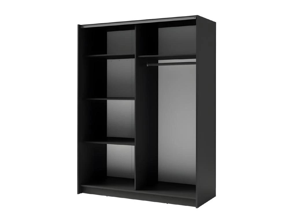 Armoire, Garde Robe 150cm Coloris Gris Graphite Collection GOZU. Deux Portes Coulissantes. Dressing Complet Avec Miroir. 4 Armoire, Garde Robe 150cm Coloris Gris Graphite Collection GOZU. Deux Portes Coulissantes. Dressing Complet Avec Miroir. â Image 2