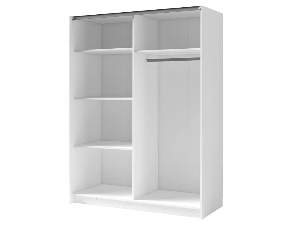 Armoire Design 200cm Coloris Blanc Et Chêne Collection STRANO. Deux Portes Coulissantes. Dressing Complet Avec Miroir. 4 Armoire Design 200cm Coloris Blanc Et Chêne Collection STRANO. Deux Portes Coulissantes. Dressing Complet Avec Miroir. – Image 2