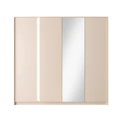 Armoire 4 Portes - Miroir Et LEDs - L223 Cm - Beige - ELYNIA 13 Armoire 4 Portes - Miroir Et LEDs - L223 Cm - Beige - ELYNIA -Sominova Soldes Boutique armoire et dressing 18813929