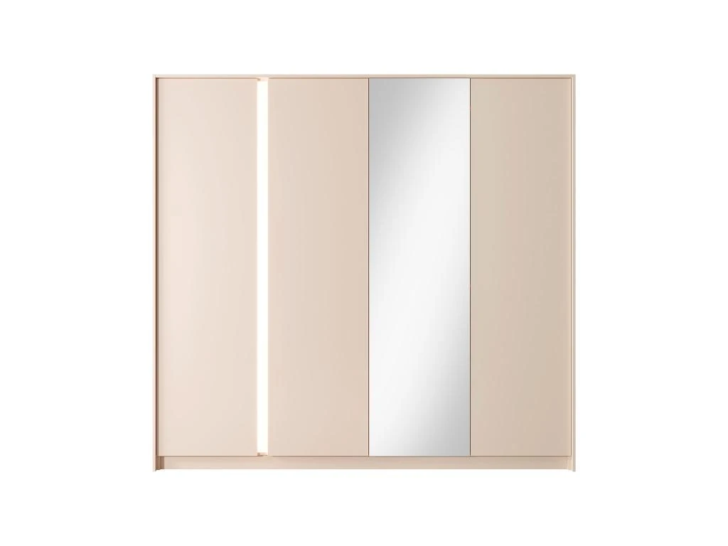 Armoire 4 Portes - Miroir Et LEDs - L223 Cm - Beige - ELYNIA 5 Armoire 4 Portes - Miroir Et LEDs - L223 Cm - Beige - ELYNIA – Image 3
