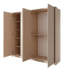Armoire 4 Portes - Miroir Et LEDs - L223 Cm - Beige - ELYNIA 17 Armoire 4 Portes - Miroir Et LEDs - L223 Cm - Beige - ELYNIA -Sominova Soldes Boutique armoire et dressing 18813937