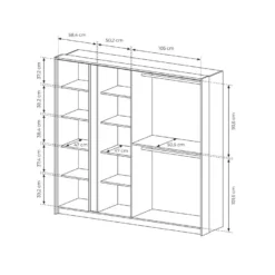 Armoire 4 Portes - Miroir Et LEDs - L223 Cm - Beige - ELYNIA 18 Armoire 4 Portes - Miroir Et LEDs - L223 Cm - Beige - ELYNIA -Sominova Soldes Boutique armoire et dressing 18880995