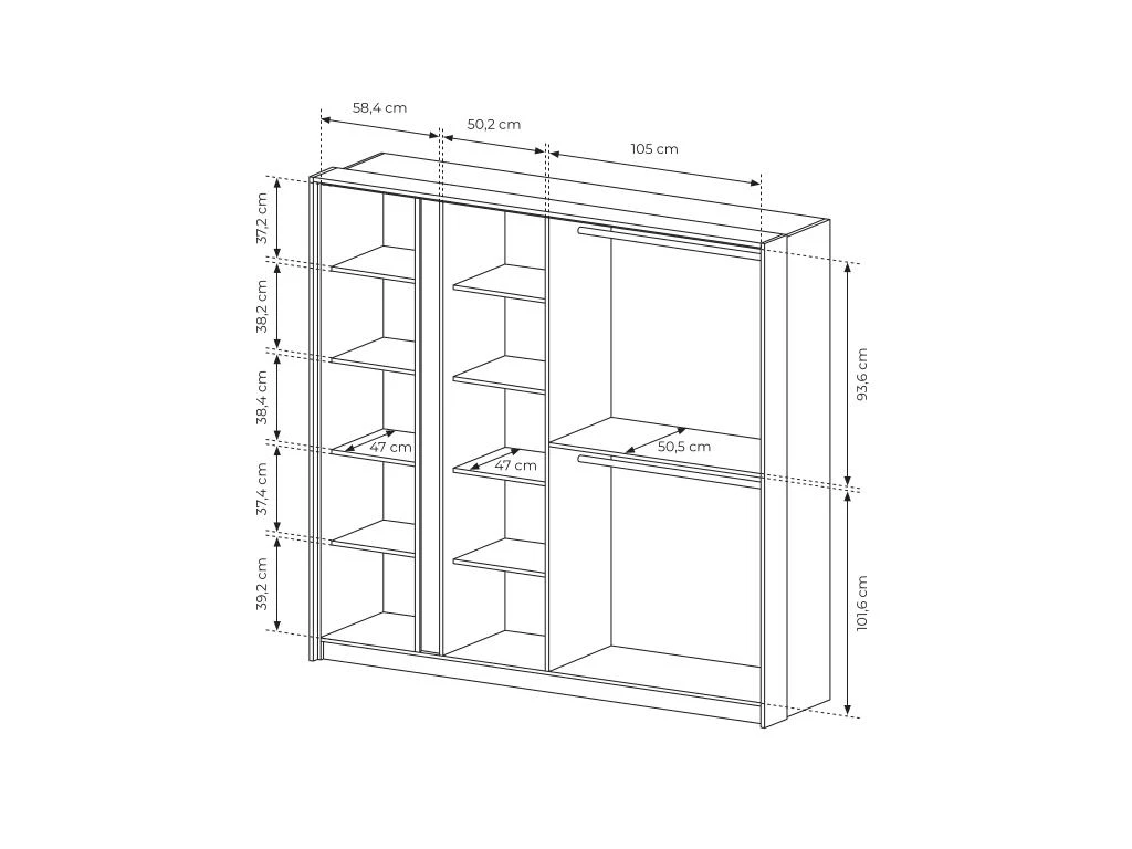 Armoire 4 Portes - Miroir Et LEDs - L223 Cm - Beige - ELYNIA 10 Armoire 4 Portes - Miroir Et LEDs - L223 Cm - Beige - ELYNIA – Image 8