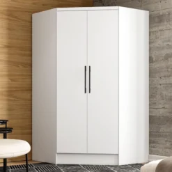 Armoire D'angle 2 Portes - L101 Cm - Blanc - AURALI -Sominova Soldes Boutique armoire et dressing 19098993