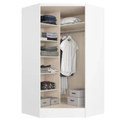 Armoire D'angle 2 Portes - L101 Cm - Blanc - AURALI -Sominova Soldes Boutique armoire et dressing 19099001
