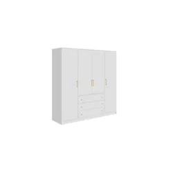Armoire 4 Portes Et 3 Tiroirs - L196 Cm - Blanc - LIZANDRO 10 Armoire 4 Portes Et 3 Tiroirs - L196 Cm - Blanc - LIZANDRO -Sominova Soldes Boutique armoire et dressing 19523347