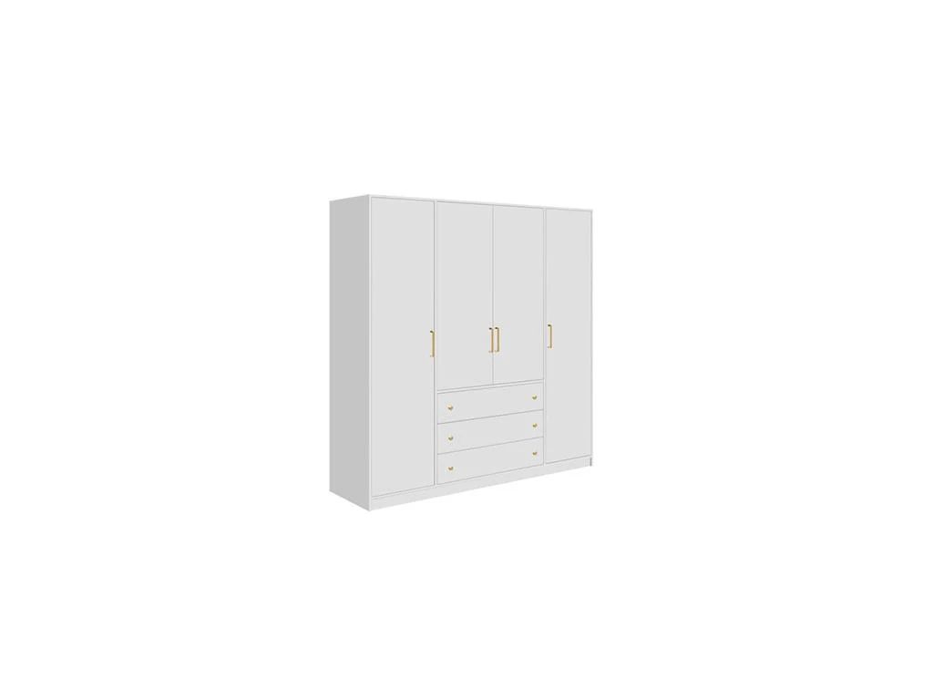 Armoire 4 Portes Et 3 Tiroirs - L196 Cm - Blanc - LIZANDRO 5 Armoire 4 Portes Et 3 Tiroirs - L196 Cm - Blanc - LIZANDRO – Image 3