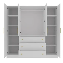 Armoire 4 Portes Et 3 Tiroirs - L196 Cm - Blanc - LIZANDRO 11 Armoire 4 Portes Et 3 Tiroirs - L196 Cm - Blanc - LIZANDRO -Sominova Soldes Boutique armoire et dressing 19523373