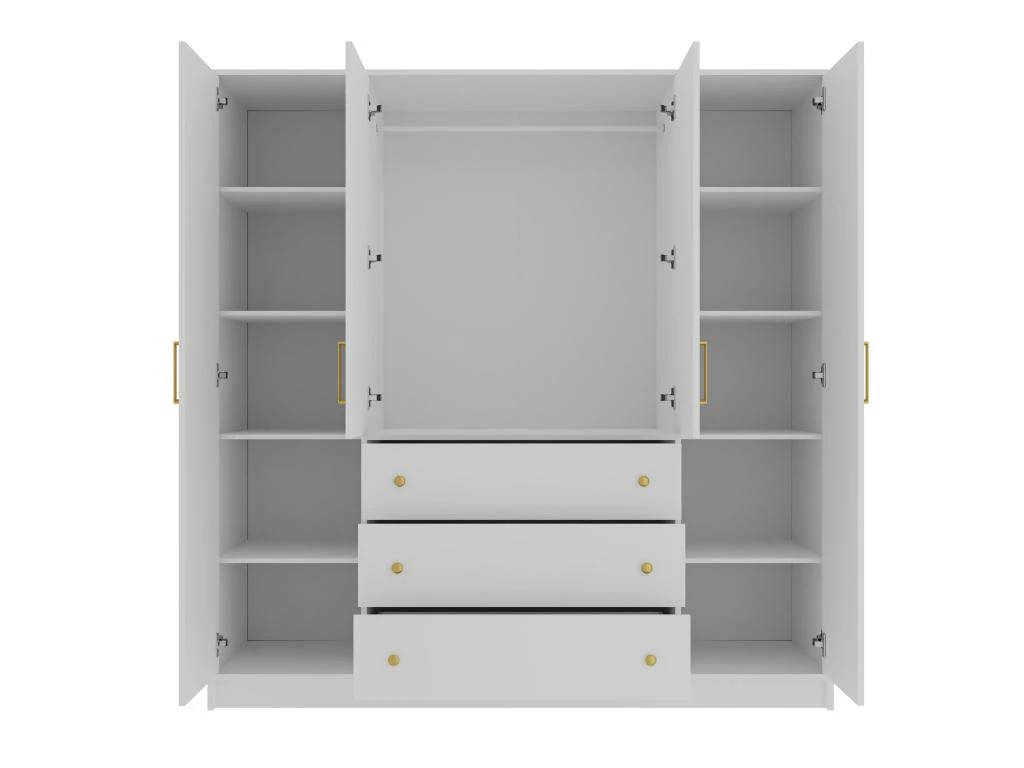 Armoire 4 Portes Et 3 Tiroirs - L196 Cm - Blanc - LIZANDRO 6 Armoire 4 Portes Et 3 Tiroirs - L196 Cm - Blanc - LIZANDRO – Image 4