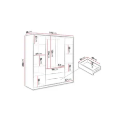 Armoire 4 Portes Et 3 Tiroirs - L196 Cm - Blanc - LIZANDRO 13 Armoire 4 Portes Et 3 Tiroirs - L196 Cm - Blanc - LIZANDRO -Sominova Soldes Boutique armoire et dressing 19523509