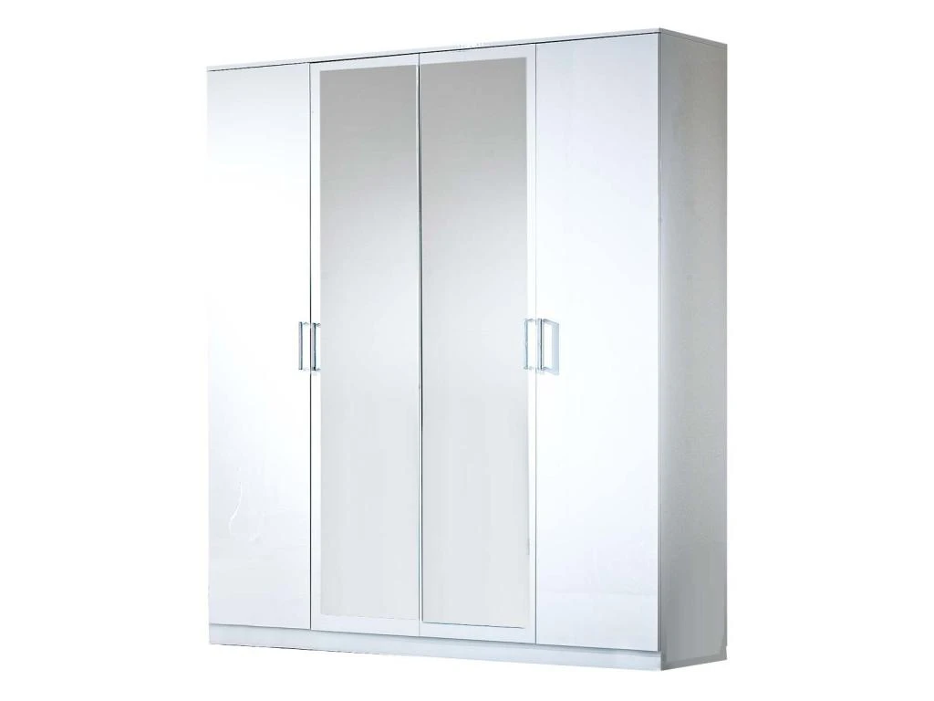 Armoire 4 Portes Battantes 2 Miroirs Laqué Blanc Brillant - AREZZO - L 182 X L 63 X H 210 Cm 4 Armoire 4 Portes Battantes 2 Miroirs Laqué Blanc Brillant - AREZZO - L 182 X L 63 X H 210 Cm – Image 2