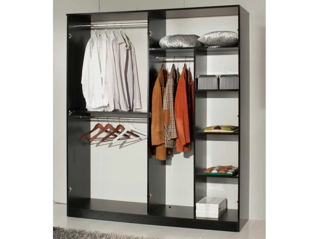 Armoire 4 Portes Battantes 2 Miroirs Laqué Blanc Brillant - AREZZO - L 182 X L 63 X H 210 Cm 5 Armoire 4 Portes Battantes 2 Miroirs Laqué Blanc Brillant - AREZZO - L 182 X L 63 X H 210 Cm – Image 3