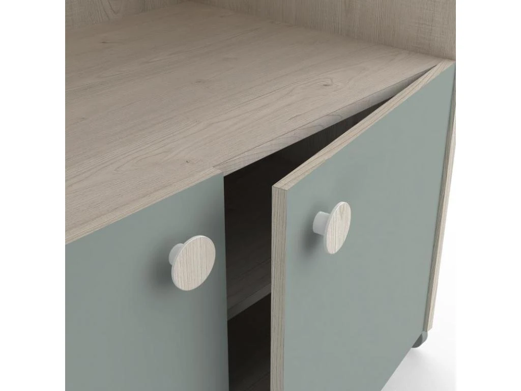 Armoire 4 Portes Battantes 1 Niche Bois Beige/vert - SASHA - L 89 X L 50 X H 183 Cm 6 Armoire 4 Portes Battantes 1 Niche Bois Beige/vert - SASHA - L 89 X L 50 X H 183 Cm – Image 4