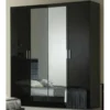 Armoire 4 Portes Battantes 2 Miroirs Laqué Noir Brillant - AREZZO - L 182 X L 63 X H 210 Cm -Sominova Soldes Boutique armoire et dressing 19721481