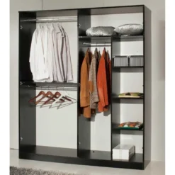 Armoire 4 Portes Battantes 2 Miroirs Laqué Noir Brillant - AREZZO - L 182 X L 63 X H 210 Cm 8 Armoire 4 Portes Battantes 2 Miroirs Laqué Noir Brillant - AREZZO - L 182 X L 63 X H 210 Cm -Sominova Soldes Boutique armoire et dressing 19721485