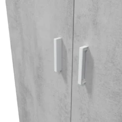 Armoire Haute 2 Portes Battantes Blanc/Béton - SIMINTI - L 80 X L 37 X H 182 Cm -Sominova Soldes Boutique armoire et dressing 19721523