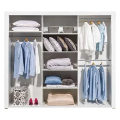 Armoire 3 Portes Coulissantes Blanc Brillant à LED - KIELE - L 235 X L 62 X H 210 Cm -Sominova Soldes Boutique armoire et dressing 19721543