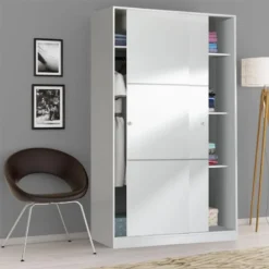 Armoire Coulissante 2 Portes Blanc - RAFU - L 120 X L 50 X H 200 Cm 11 Armoire Coulissante 2 Portes Blanc - RAFU - L 120 X L 50 X H 200 Cm -Sominova Soldes Boutique armoire et dressing 19721579