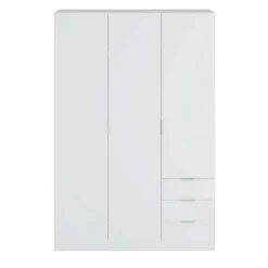 Armoire 3 Portes 3 Tiroirs Blanc - TAKAROS - L 121 X L 52 X H 180 Cm -Sominova Soldes Boutique armoire et dressing 19721607