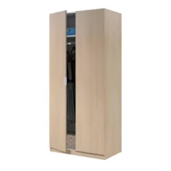 Armoire 2 Portes Battantes Chêne Clair - LUCIA - L 81.5 X L 52 X H 180 Cm -Sominova Soldes Boutique armoire et dressing 19721673