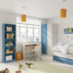 Armoire 2 Portes Battantes Bois Blanchi/Bleu - RIVERSIDE - L 90 X L 52 X H 200 Cm -Sominova Soldes Boutique armoire et dressing 19721685