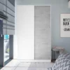 Armoire 2 Portes Coulissantes Blanc/Béton - PANDA - L 120 X L 50 X H 200 Cm -Sominova Soldes Boutique armoire et dressing 19721697