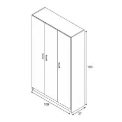 Armoire 3 Portes Battantes - Blanc - MULA - L 109 X L 37x H 180 -Sominova Soldes Boutique armoire et dressing 19721713