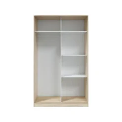 Armoire 2 Portes Coulissantes Blanc/Chêne - SANA - L 120 X L 50 X H 200 Cm -Sominova Soldes Boutique armoire et dressing 19721737