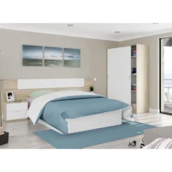 Armoire 2 Portes Coulissantes Blanc/Chêne - SANA - L 120 X L 50 X H 200 Cm -Sominova Soldes Boutique armoire et dressing 19721739