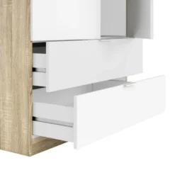 Armoire 2 Portes + 2 Tiroirs Blanc/Chêne - WAO - L 81.5 X L 52 X H 180 Cm -Sominova Soldes Boutique armoire et dressing 19721749