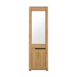 Armoire 2 Portes Miroir Chêne/Gris - CRACOVIE - L 58 X L 37 X H 193.5 Cm