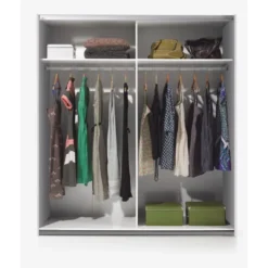 Armoire 2 Portes Coulissantes Blanc/Bois Blanchi - COPIST - L 180 X L 63 X H 200 Cm -Sominova Soldes Boutique armoire et dressing 19721789