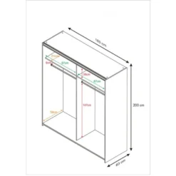 Armoire 2 Portes Coulissantes Blanc/Bois Blanchi - COPIST - L 180 X L 63 X H 200 Cm -Sominova Soldes Boutique armoire et dressing 19721791