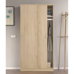Armoire Coulissante 2 Portes Chêne - RAFA - L 100 X L 50 X H 200 Cm