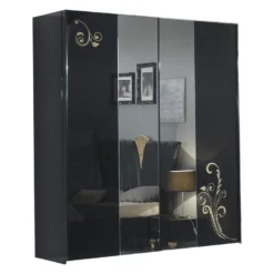 Armoire 2 Portes Coulissantes Laqué Noir Brillant / Or - SEBORGA - L 182 X L 63 X H 210 Cm 7 Armoire 2 Portes Coulissantes Laqué Noir Brillant / Or - SEBORGA - L 182 X L 63 X H 210 Cm -Sominova Soldes Boutique armoire et dressing 19721857