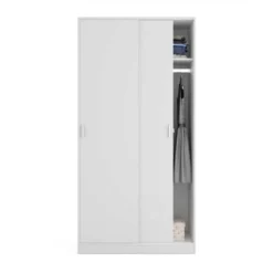 Armoire Coulissante 2 Portes Blanc - RAFA - L 100 X L 50 X H 200 Cm -Sominova Soldes Boutique armoire et dressing 19721873