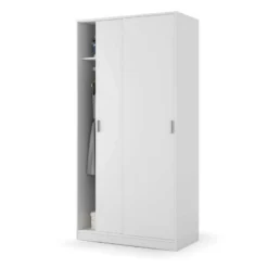 Armoire Coulissante 2 Portes Blanc - RAFA - L 100 X L 50 X H 200 Cm -Sominova Soldes Boutique armoire et dressing 19721875