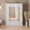 Armoire 4 Portes Battantes Blanc Brillant/Or - NAHESA - L 162 X L 53 X H 212 Cm