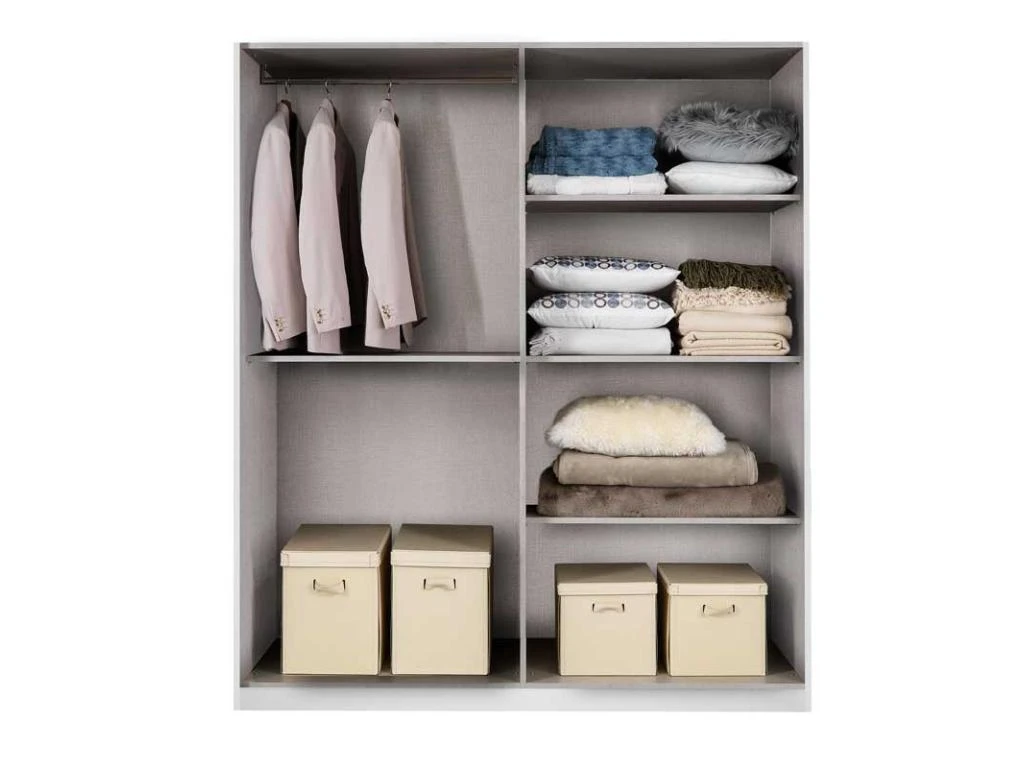 Armoire 4 Portes Battantes Blanc Brillant/Or - NAHESA - L 162 X L 53 X H 212 Cm 5 Armoire 4 Portes Battantes Blanc Brillant/Or - NAHESA - L 162 X L 53 X H 212 Cm – Image 3