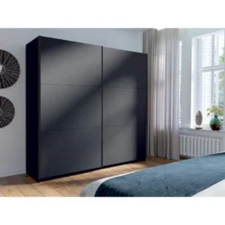 Armoire, Garde Robe ARSALA 200cm Coloris Gris Graphite. Deux Portes Coulissantes. Dressing Complet, Penderie Et étagères. -Sominova Soldes Boutique armoire et dressing 19825321