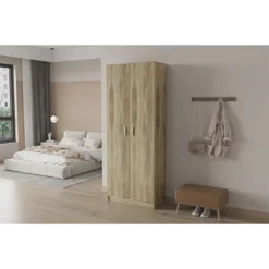 Armoire, Collection TOLLY, 2 Portes, 75x195 Cm, Coloris Chêne Sonoma -Sominova Soldes Boutique armoire et dressing 19890431